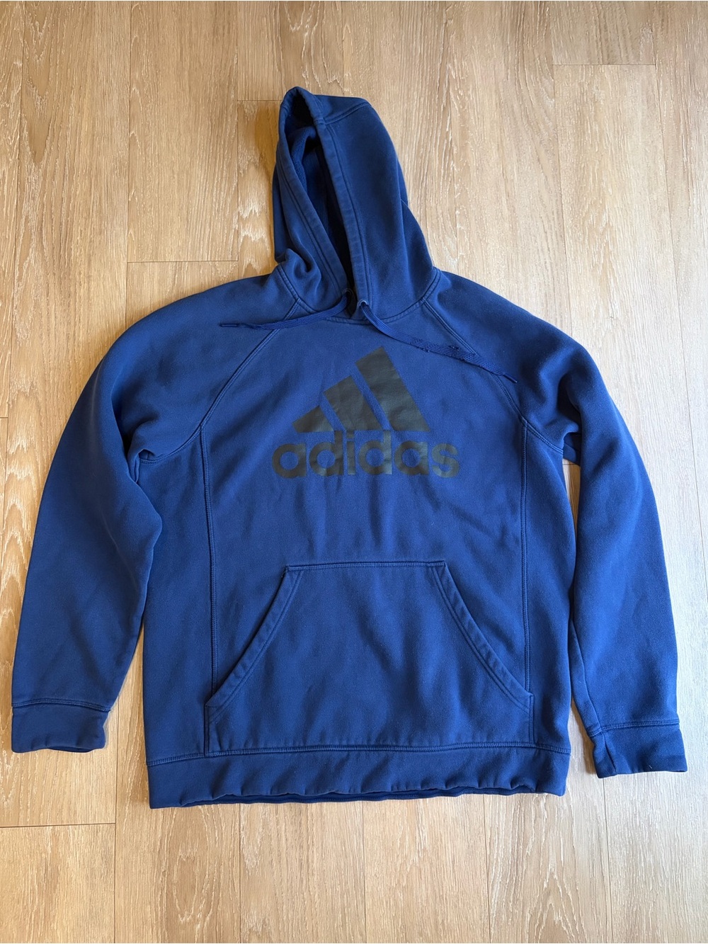 Adidas Navy Blue Pullover Hoodie w/ Black Logo